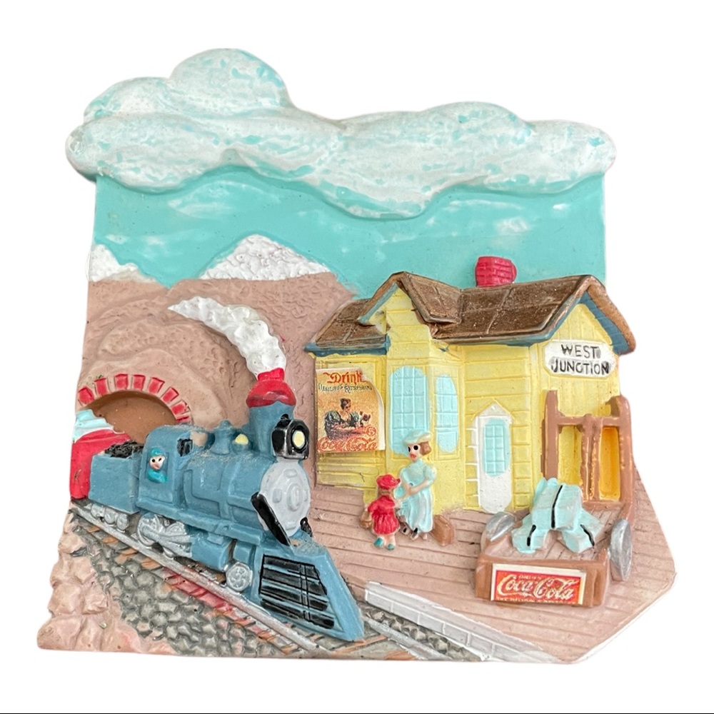 Vintage Coca Cola magnet kitchen decor train scenery
